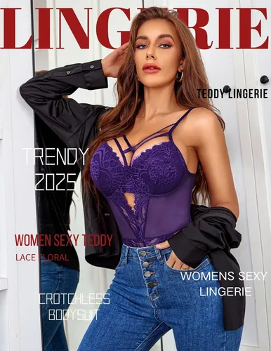Vista 110 de Avidlove Lencería de encaje floral para mujer, lencería de una pieza, babydoll