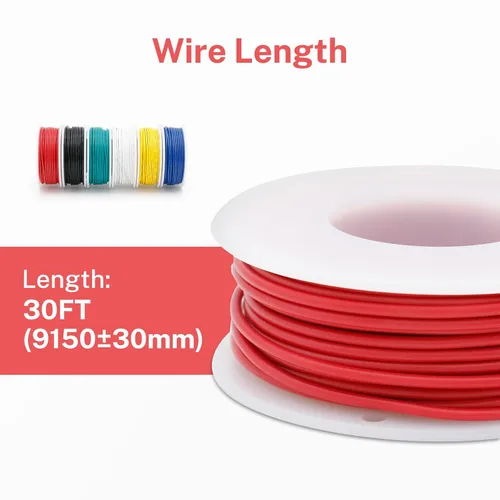 Vista 5 de FIRMERST Kit de cables de conexión de cobre estañado de núcleo sólido de calibre 22, 30 pies, 6