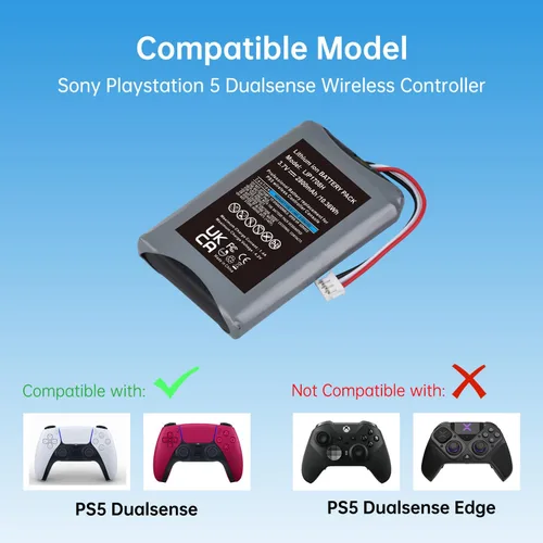 Vista 3 de Tectra for PS5 Battery LIP1708 Battery for Sony PlayStation 5 DualSense