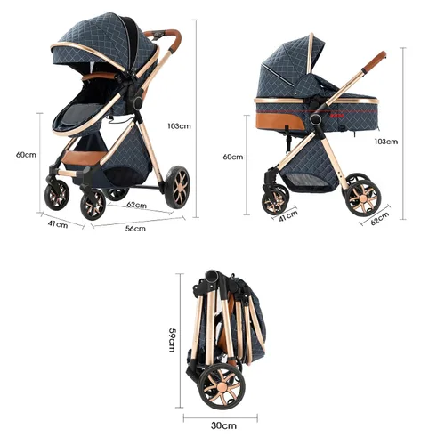 Vista 6 de Cochecito de bebé 2 en 1, cochecito convertible, cochecito estándar reversible, cochecito de bebé portátil, cochecito de bebé, cochecito plegable