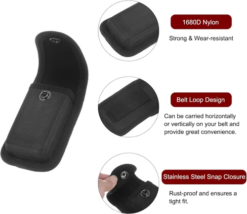 Vista 4 de HARFINGTON Funda de nailon para cuchillos de bolsillo de 5.1" x 2.9", horizontal y vertical, con presilla para cinturón, bolsa multiherramienta
