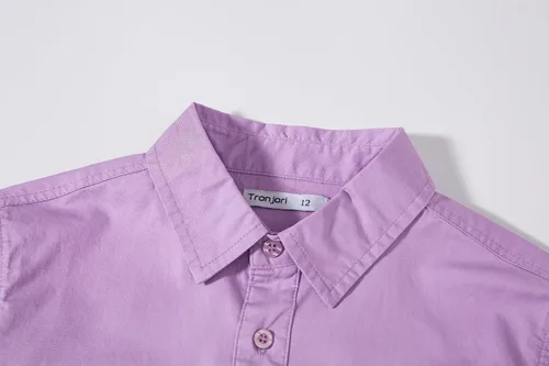 Vista 3 de Tronjori Camisa de manga corta con botones y dos bolsillos para niños