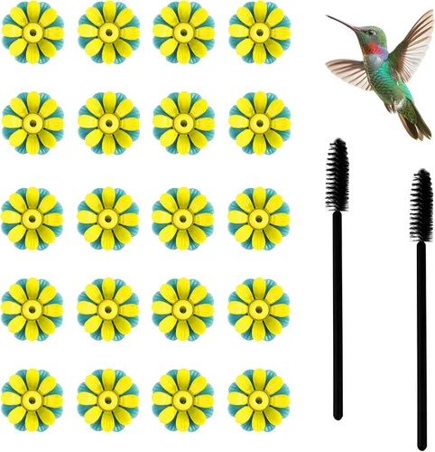Vista 11 de 20 piezas de repuesto para comedero de colibríes con cepillo de limpieza, piezas de repuesto para alimentador de flores (morado)