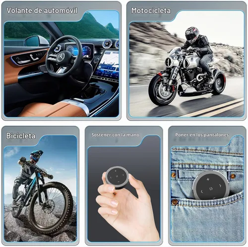 Vista 5 de UltraConnect - Botón de control inalámbrico Bluetooth multimedia con funcionalidad Selfie - Compatible con iPhone y Android - Perfecto para volante