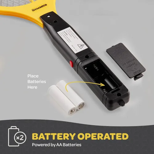 Vista 5 de Raqueta Matamoscas Eléctrica de Mano Zapeador de Insectos para Interiores/Exteriores - Potente 1500 Voltios Instantáneo Moscas/Insectos y Mosquitos