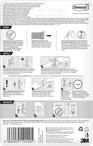 Vista 2 de Command Large Double Bathroom Hook, Matte Black, 1 Water-Resistant Strip