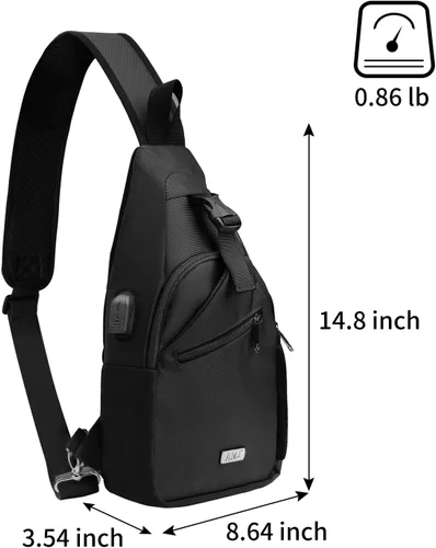 Vista 2 de AMJ Bolso bandolera para hombres y mujeres, mochila de hombro casual, mochila de pecho para senderismo y viajes