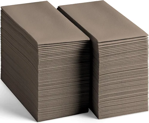 Vista 8 de 100 servilletas de papel de color beige con tacto de lino, suaves y absorbentes, para cocina, fiesta, boda, baño o cualquier ocasión (paquete de 100)