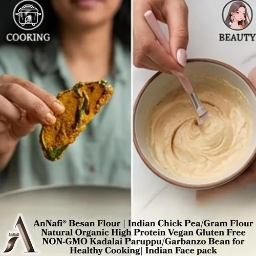 Vista 6 de AnNafi® Besan Harina Harina de garbanzo/garbanzo indio Natural orgánico alto en proteínas, vegano, sin gluten, sin OMG, Kadalai Paruppu/Garbanzo