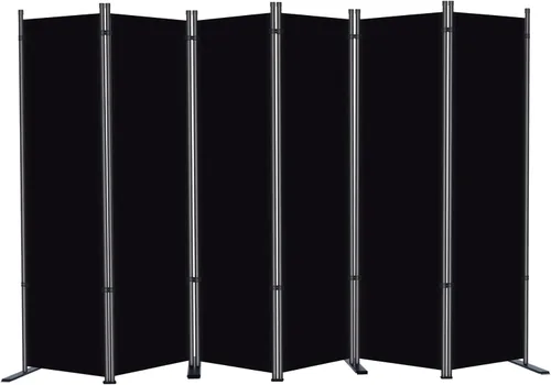 Vista 14 de RANTILA Divisor de habitación de 4 paneles, pantalla de privacidad plegable de 6 pies con pies anchos, partición independiente para separación
