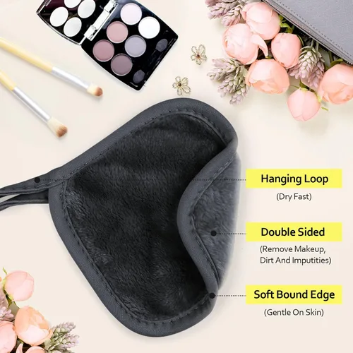 Vista 2 de HOMEXCEL Paño removedor de maquillaje, 12 unidades (paquete de 1), almohadillas desmaquillantes reutilizables, paños de limpieza facial ultrasuaves