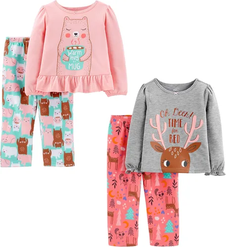 Vista 11 de Simple Joys by Carter's Pijama de poliéster de 4 piezas para niña Bailarina negra/rosa claro/vaca rosada/cisnes
