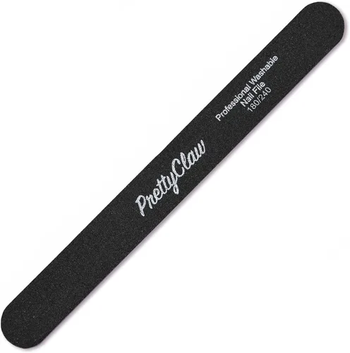 Vista 3 de PrettyClaw 10 limas de uñas profesionales de grano 180/240, lima de uñas acrílicas rectas negras, centro de plástico, tablero de esmeril de doble