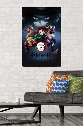 Vista 2 de Demon Slayer - Póster de pared Key Visual 3, 34 pulgadas de largo x 22.4 pulgadas de ancho, versión premium sin marco