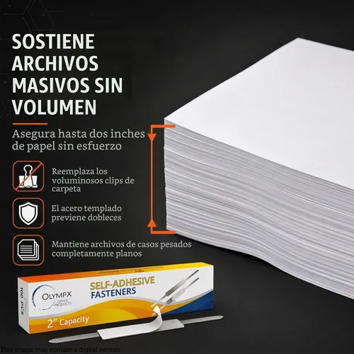 Vista 7 de OLYMPX 100 bases de sujeción de papel autoadhesivas de 2 pulgadas de capacidad, centro de 2.75 pulgadas para accesorios de carpetas de archivos
