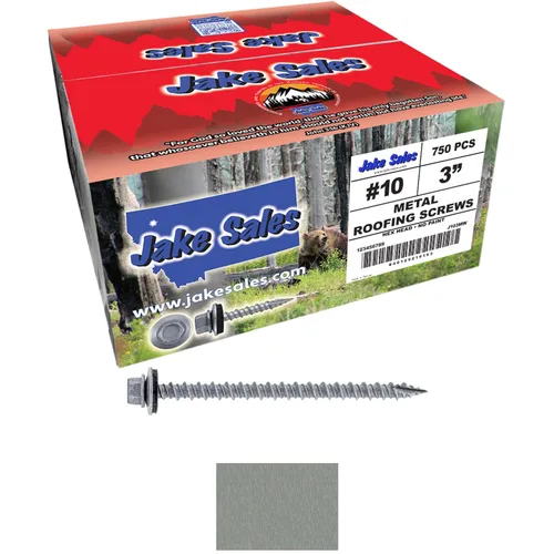 Vista 77 de Tornillos para techos de metal gris ABC 10 x 1 - Cabezal hexagonal - Arandela EPDM - Arandela de arranque automático/roscado - 1 bolsa - 250