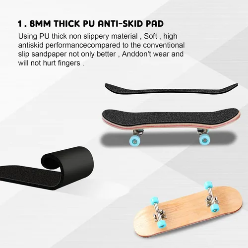 Vista 5 de 2 piezas de patineta de madera para dedos, parque de patinetas mini, patinetas para dedos mini, juguete de patineta profesional con mini