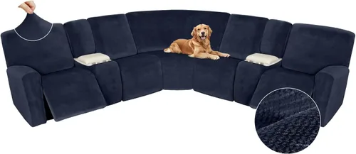 Vista 225 de Arfntevss Fundas de sofá seccional reclinable de terciopelo, Funda de sofá seccional de esquina para sofá reclinable, Funda elástica suave
