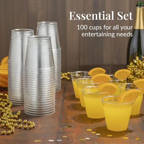 Vista 4 de Prestee - Juego de 100 vasos de plástico transparente de 5 onzas – Vasos desechables duros Prestee – Vasos a granel para cóctel, vino y ponche