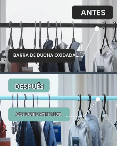Vista 6 de Cubierta de plástico para barra de ducha de 58 pulgadas, 2 cubiertas, color Azul