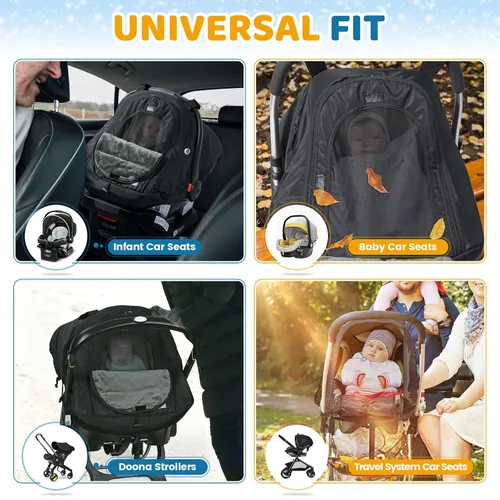 Vista 6 de Orzbow Funda de asiento de automóvil de invierno para bebé Funda impermeable para asiento de automóvil infantil compatible con asientos