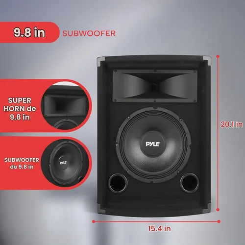 Vista 3 de PYLE-PRO PADH1079 – 500 W 10 pulgadas Gabinete de altavoces de dos vías