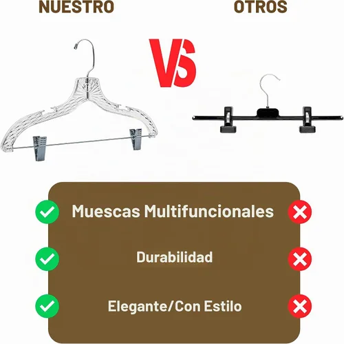 Vista 6 de Perchas de plástico transparente de calidad para faldas, paquete de 12 piezas con corte de cristal para faldas, pantalones, vestidos, trajes Crystal
