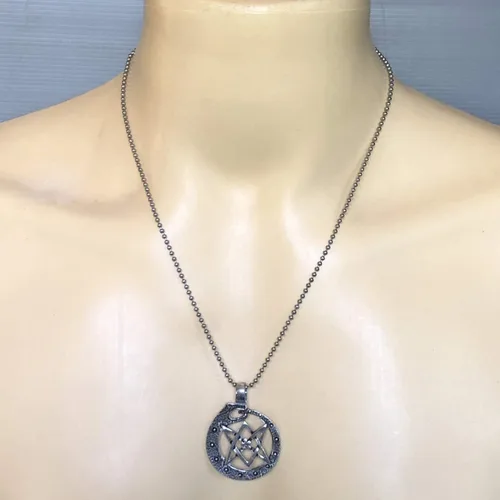 Vista 3 de Celtic VIking Jewelry Ouroboros unicursal Dragón Serpent Naga Bakunawa Pagan Peltre Collar con colgante para hombre de buena suerte amuleto