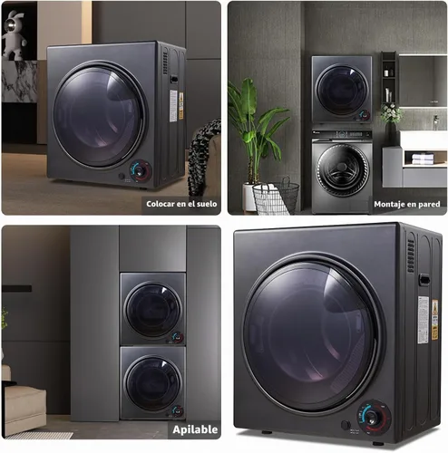 Vista 8 de CTT Secadora portátil de 3.5 pies cúbicos para apartamentos, secadora compacta de 1500 W con 4 modos de secado, secadores eléctricos de 120 V