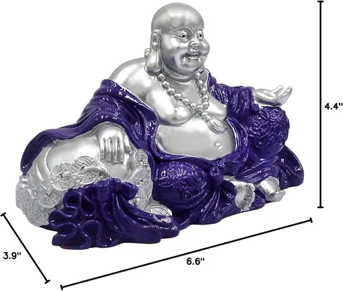 Vista 7 de Feng Shui "NGAN Chee" Estatua de Buda sonriente en amuleto casero púrpura real