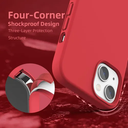 Vista 5 de Funda compatible con iPhone 13, [Protección contra caídas] [Antiarañazos] Funda protectora de silicona líquida antihuellas con forro de microfibra