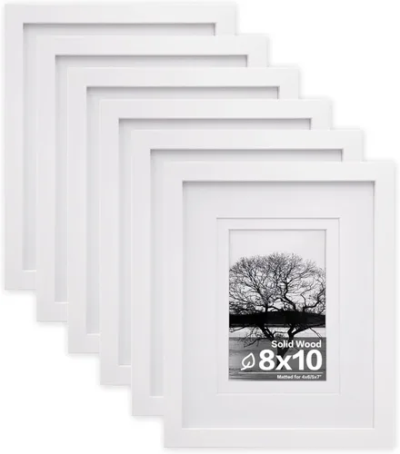 Vista 12 de Egofine - Juego de 6 portarretratos de 10 x 15 cm, hechos de madera maciza cubiertos por plexiglás 8 x 12 cm y 9 x 13 cm con paspartú o 10 x 15 cm