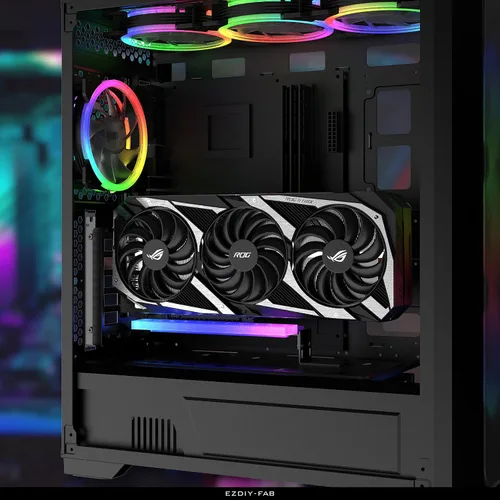 Vista 8 de EZDIY-FAB Soporte de montaje vertical PCIe 4.0 GPU Soporte de tarjeta gráfica con módulo LED ARGB de 5 V y 3 pines, kit de soporte para tarjeta