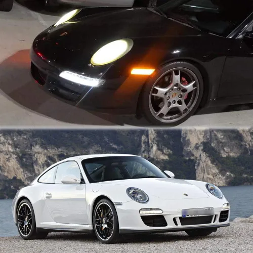 Vista 5 de 2 piezas de kit de luces de señal de giro laterales LED dinámicas secuenciales intermitentes para Porsche Carrera 2005-2013 para Boxster 987