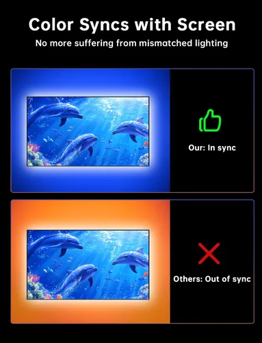 Vista 2 de Retroiluminación LED para TV, luces de TV cortables de 11.5 pies que cambian con TV para pantalla de 32 a 50 pulgadas y monitor de PC