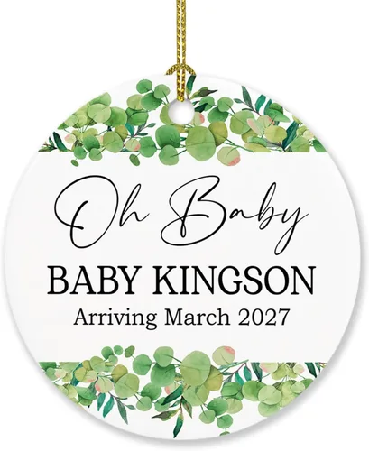 Vista 7 de Adorno personalizado para bebé que llega 2027, adorno de Navidad de Bump, elige el nombre del bebé y el año de Navidad para el nuevo abuelo abuela