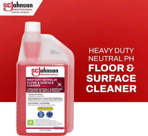 Vista 2 de SC Johnson Professional Limpiador de suelos y superficies de pH neutro resistente, concentrado de limpiador de pisos, botella de 32 onzas líquidas
