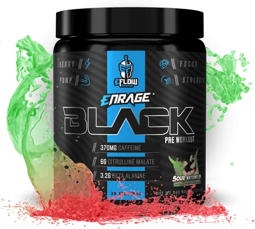 Vista 11 de eFlow Nutrition Enrage Black Suplemento preentrenamiento de alto estimulante – Polvo de preentrenamiento para aumentar la energía, las bombas
