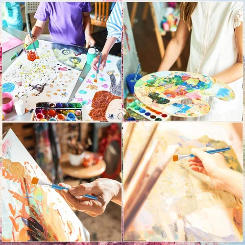 Vista 7 de 10 pinceles planos para pintura acrílica, pinceles de pintura artística de 1 pulgada, pincel de pintura artística para acuarela acrílica, pintura