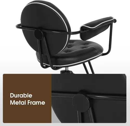 Vista 5 de BarberPub Silla de peluquería para estilista, silla de peluquería hidráulica, peluquería y salón en casa 8435 (negro)