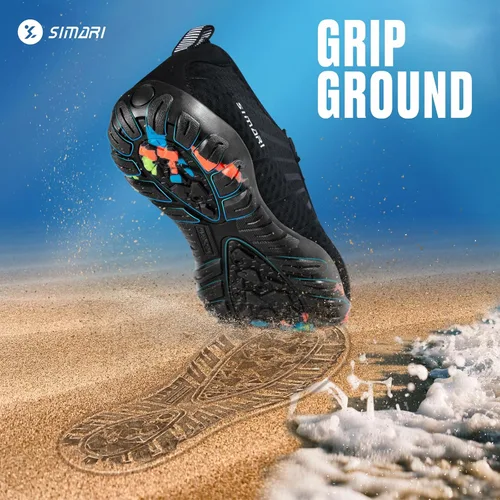 Vista 2 de Simari Zapatos de agua para mujer, hombre, natación, playa, piscina, deportes acuáticos, secado rápido, estilo descalzo, buceo, surf y caminar
