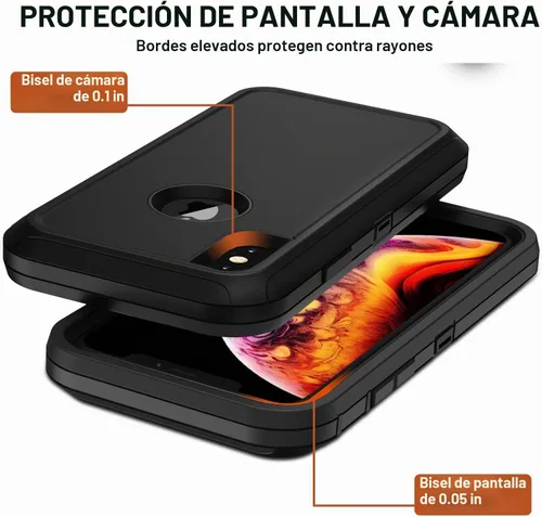 Vista 5 de Funda para iPhone X, iPhone Xs con funda de clip para cinturón, 2 protectores de pantalla, grado militar, a prueba de golpes, resistente, a prueba