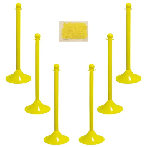 Vista 11 de Mr. Chain, juego de postes de contención plásticos con 50" de cadena y ganchos en forma de C (Paquetes de 6), Negro, 6
