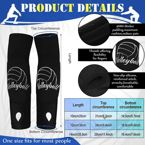 Vista 2 de Yinder 4 piezas de rodillera de voleibol y manga para brazo Accesorios de voleibol Incluye funda para el antebrazo, codera, guardamuñeca