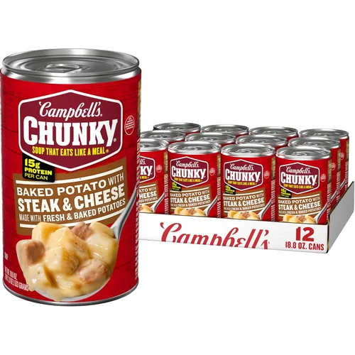 Vista 12 de Campbell's Chunky Sopa de papa al horno con bistec y queso, lata de 18.8 onzas