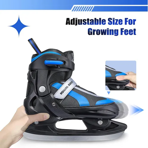 Vista 5 de Patines de Hielo Ajustables para Niños: Patines de Hockey sobre Hielo para Niño, Niña, Principiante, Juvenil, Junior, Adecuados para Exteriores