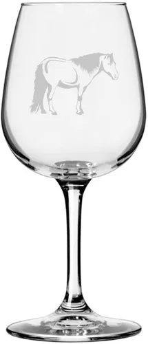 Vista 88 de Abaco Barb Body Horse - Copa de vino grabada multiusos (12.75 onzas) Unique Gifts for Horse Lovers, Personalized Wine Glasses, All-Purpose