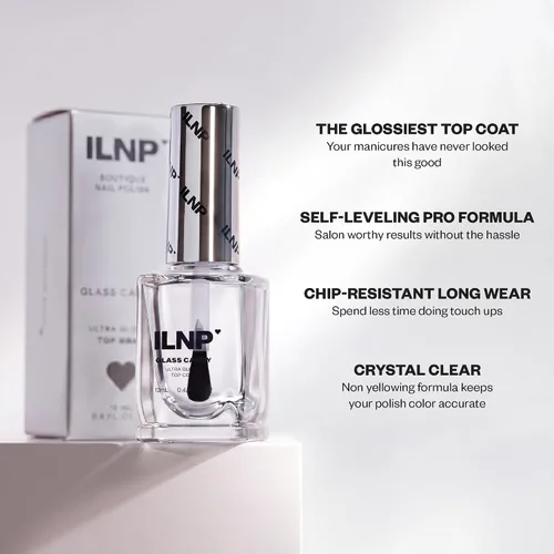 Vista 7 de ILNP Glass Candy - Esmalte de uñas transparente, acabado de vidrio brillante, secado rápido, resistente a las astillas, esmalte regular sin gel,