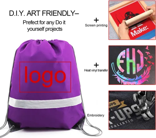 Vista 2 de BeeGreen Mochila con cordón a granel, bolsas de cuerda para viajes deportivos al gimnasio, saco de cincha DIY para mujeres y hombres, Púrpura