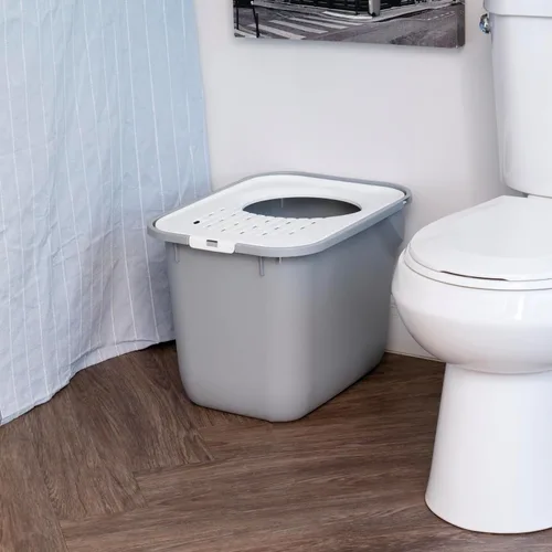 Vista 6 de IRIS USA - Caja de arena higiénica cuadrada para gatos, bandeja grande para gatos con tapa de captura de partículas de arena, menos residuos